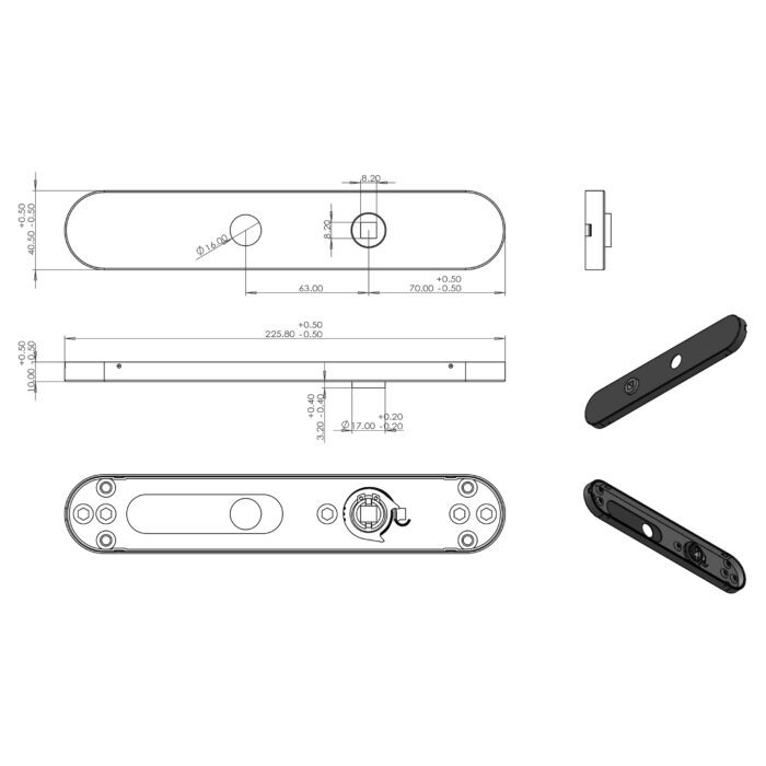 Différent | Poignée de porte utrecht | Bouclier ovale WC 63 mm | noir