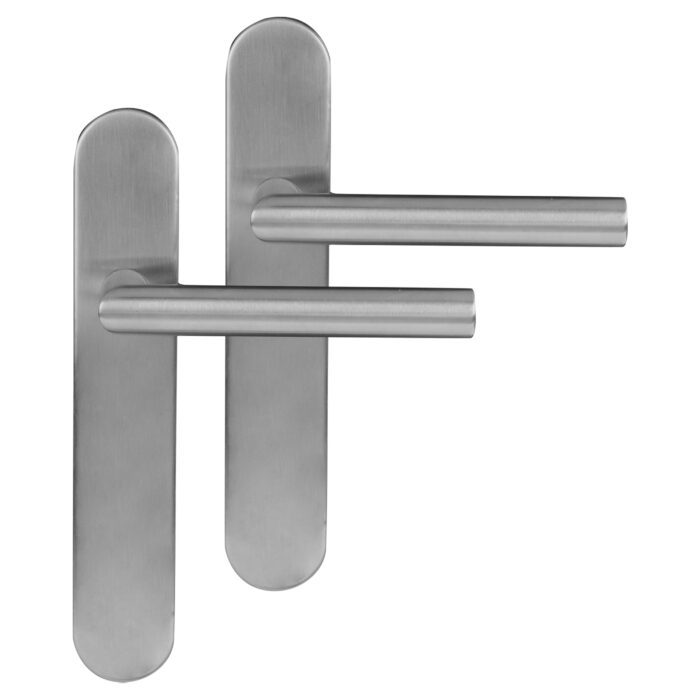 Différent | Poignée de porte Amsterdam | Bouclier ovale aveugle | chrome mat
