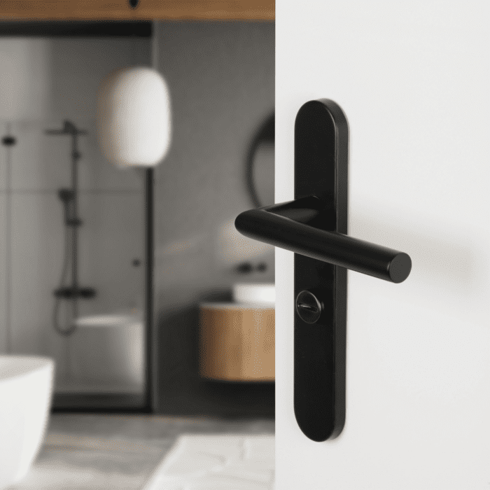 Différent | Poignée de porte Amsterdam | Bouclier ovale WC 63 mm | noir