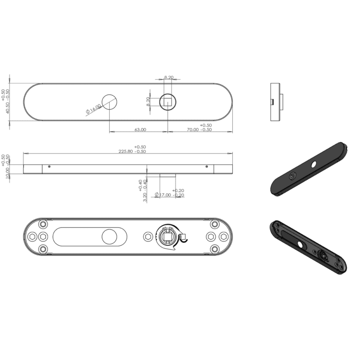 Différent | Poignée de porte Amsterdam | Bouclier ovale WC 63 mm | noir