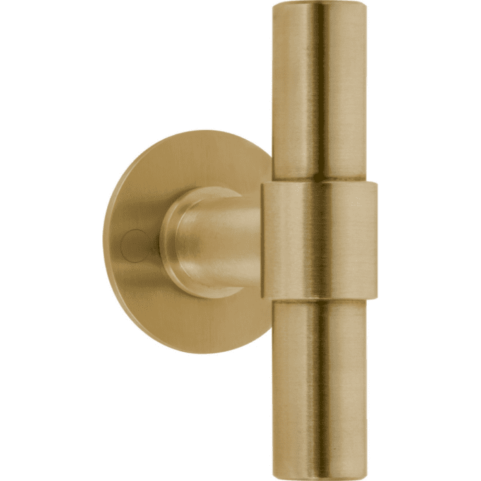 Formani | Bouton de porte d&#39;entrée PBT100V Fixé sur la rosette | PVD Mat Gold