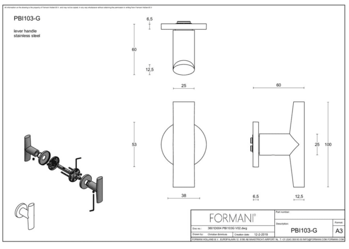 Formani | Deurkruk | Piet Boon | PBI103-G | mat roestvast staal