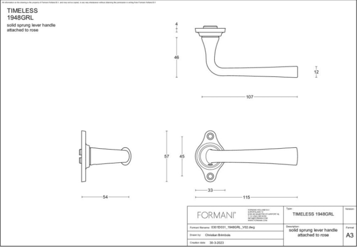 Formani | Deurkruk | Formani | 1948GRL | Glans Nikkel