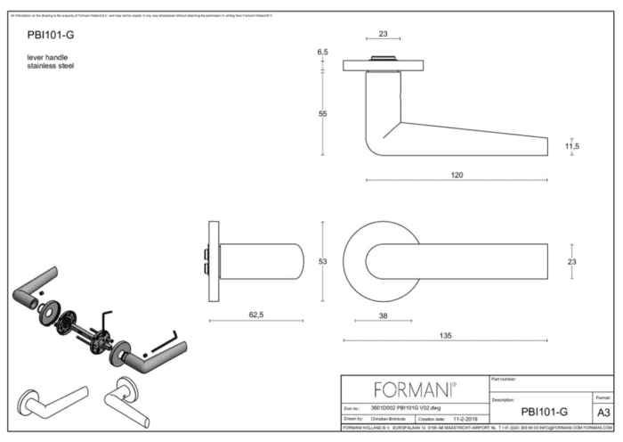 Formani | Deurkruk | Piet Boon | PBI101-G | PVD licht brons