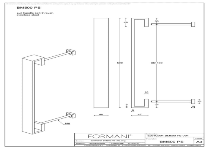 Formani | BM500PS | Deurgreep | mat zwart