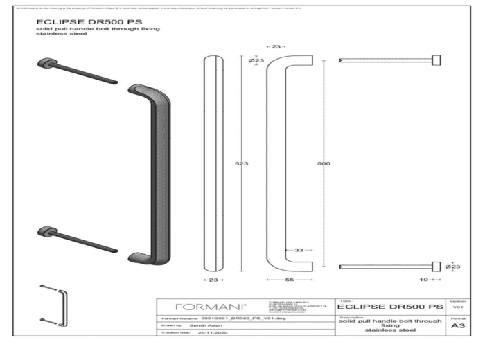 Formani | DR500 PS | Deurgreep | PVD licht brons