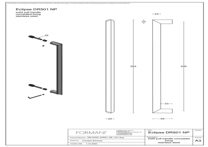Formani | DR501 NP | Deurgreep | PVD mat goud