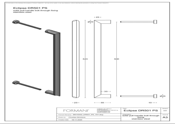 Formani | DR501 PS | Deurgreep | mat roestvast staal
