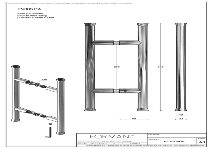 Formani | EV365 PA | Set grepen | gepolijst roestvast staal