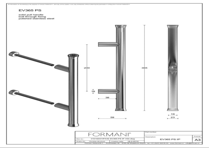 Formani | EV365 PS | Deurgreep | gepolijst roestvast staal