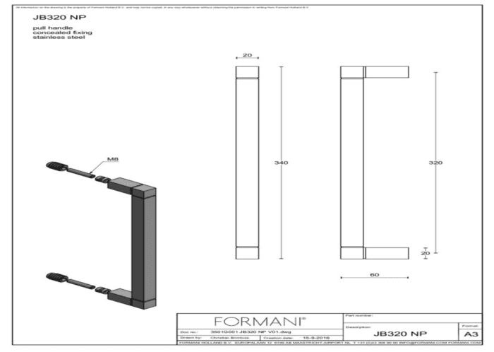 Formani | JB320 NP | Deurgreep | gepolijst roestvast staal