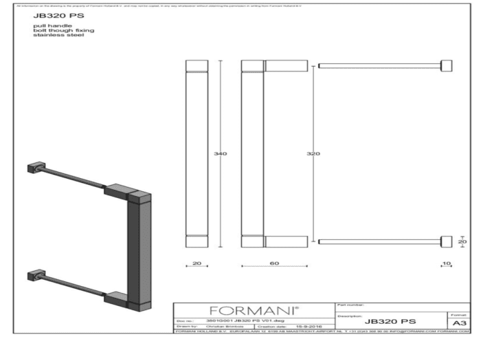 Formani | JB320 PS | Deurgreep | gepolijst roestvast staal