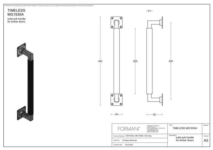 Formani | MG1930A | Deurgreep | messing ongelakt