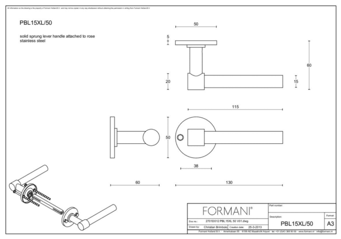 Formani | Deurkruk | Piet Boon | PBL15XL/50 | PVD mat zwart