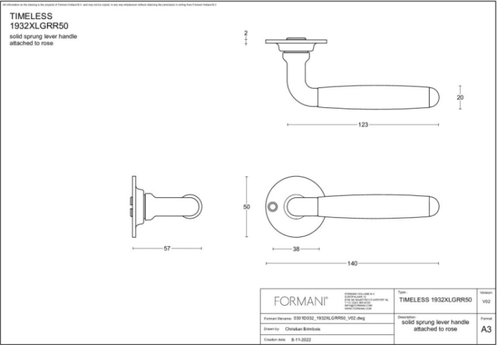Formani | Deurkruk | Formani | 1932XLGRR50 | Glans Nikkel