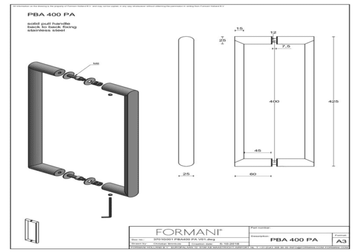 Formani | PBA400 PA | Set grepen | mat roestvast staal