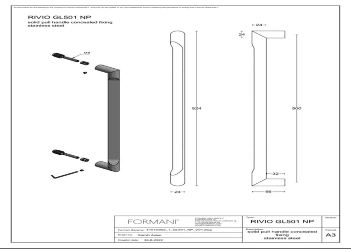 Formani | GL501 NP | Deurgreep | mat roestvast staal