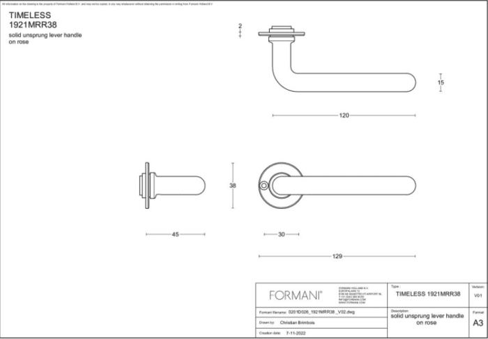 Formani | Deurkruk | Formani | 1921MRR38 | Glans Nikkel