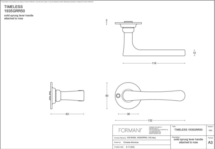 Formani | Deurkruk | Formani | 1935GRR50 | Messing Ongelakt