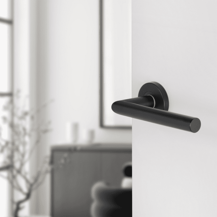Différent | Poignée de porte d&#39;essence rosette ronde droite | noir