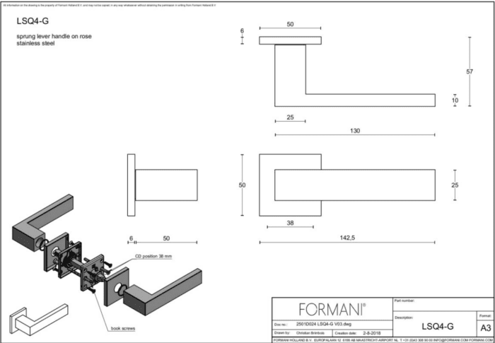 Formani | Deurkruk | Formani | LSQ4-G | PVD mat roestvast staal