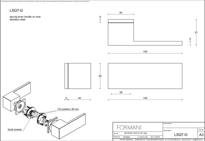 Formani | Deurkruk | Formani | LSQ7-G | mat roestvast staal
