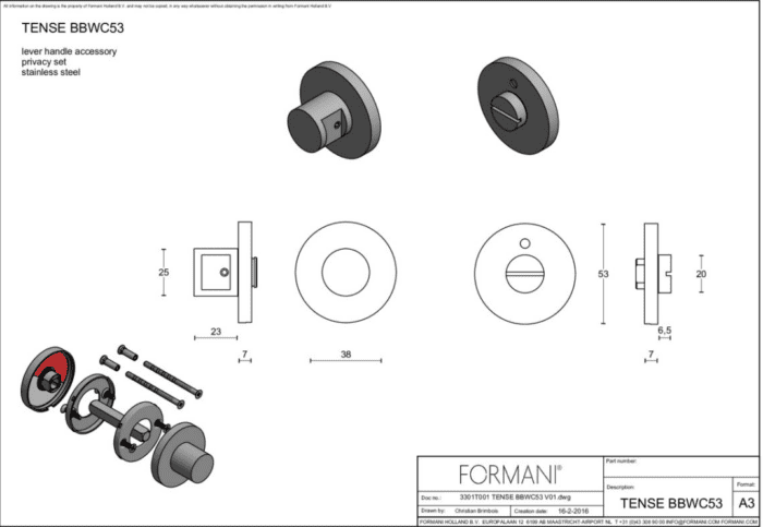 FORMANI | toiletgarnituur mat roestvast staal | Bertram Beerbaum | TENSE | BBWC53