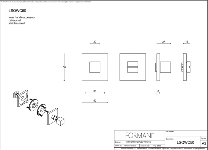 FORMANI | toiletgarnituur mat roestvast staal | Bob Manders | RIBBON | LSQWC50