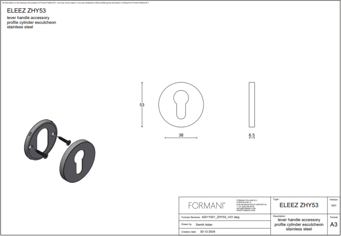 Formani | Cilinderrozet | ZHY53 | Rond | Brons